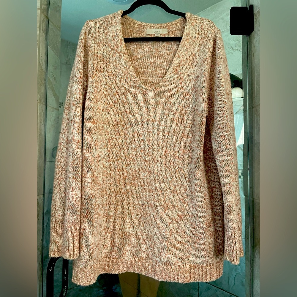 Pink marled knit sweater Loft